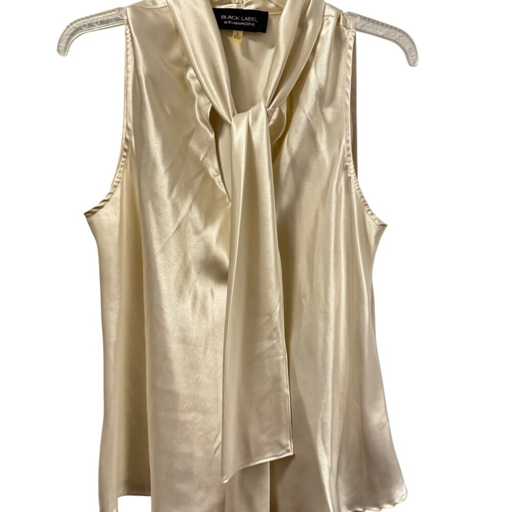 Black Label By Evan-Picone Sleeveless Satin Blouse Sz XL Ivory Blouse - Picture 9 of 12